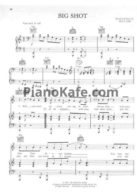 Ноты Billy Joel - Big shot - PianoKafe.com