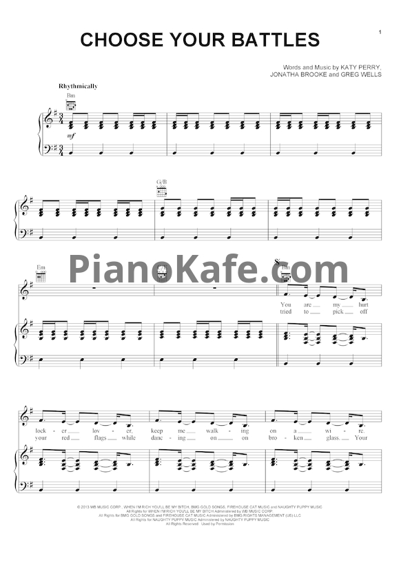Ноты Katy Perry - Choose your battles - PianoKafe.com