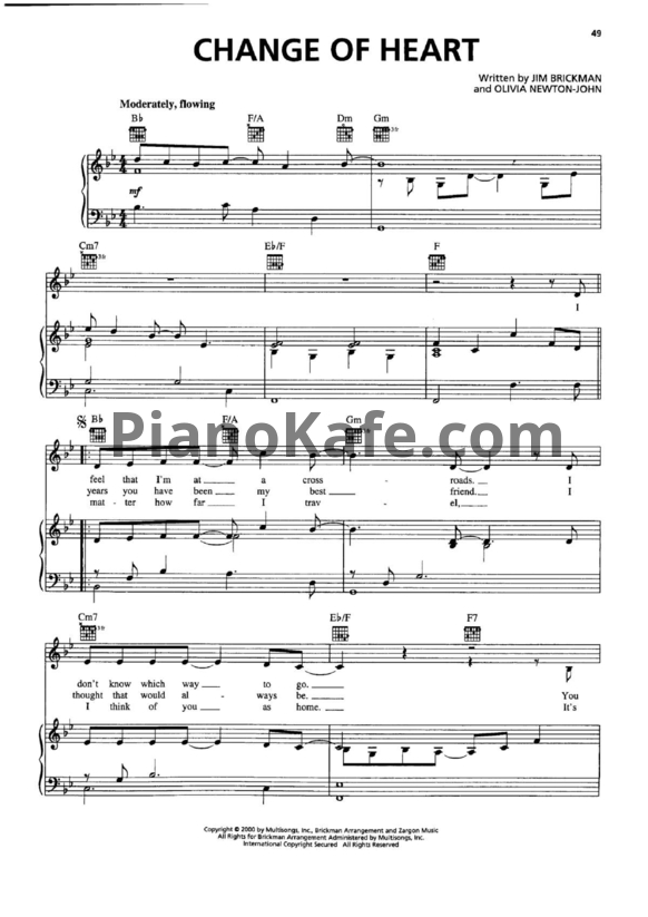 Ноты Jim Brickman - Change of heart - PianoKafe.com
