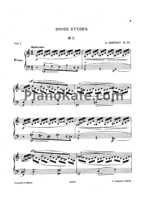 Ноты Антон Аренский - 12 этюдов для фортепиано (Op. 74) - PianoKafe.com