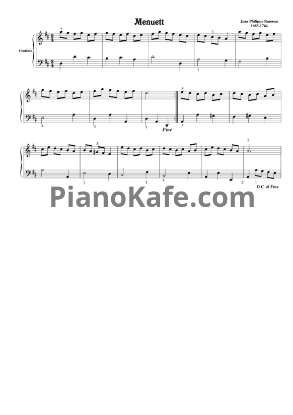 Ноты Жан-Филипп Рамо - Менуэт - PianoKafe.com