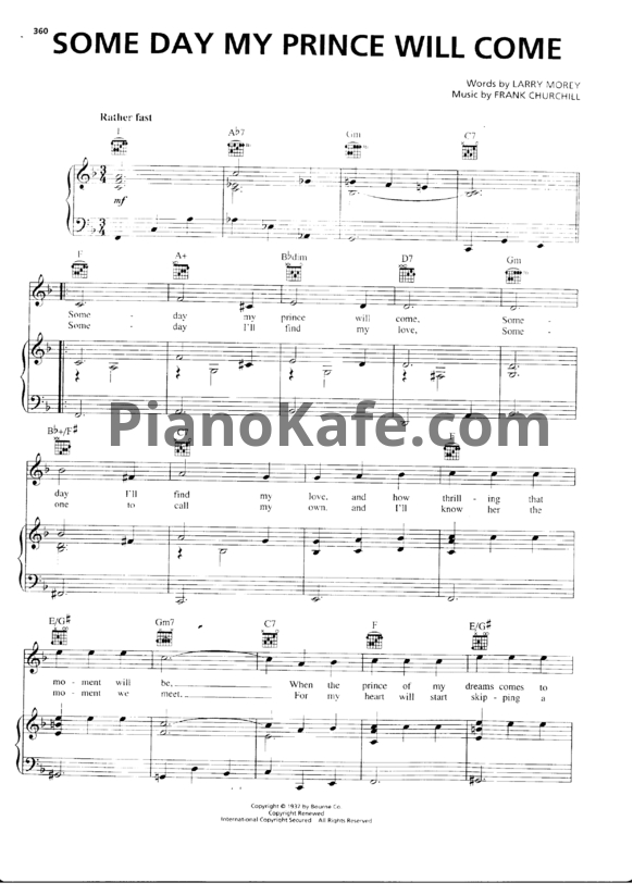 Ноты Frank Churchill - Some day my prince will come - PianoKafe.com