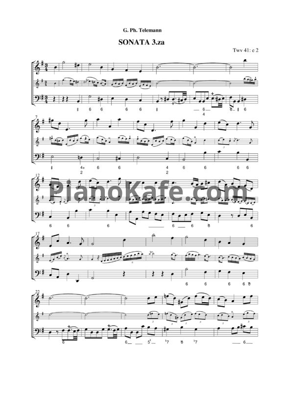 Ноты Георг Телеман - Методическая соната №3 - PianoKafe.com