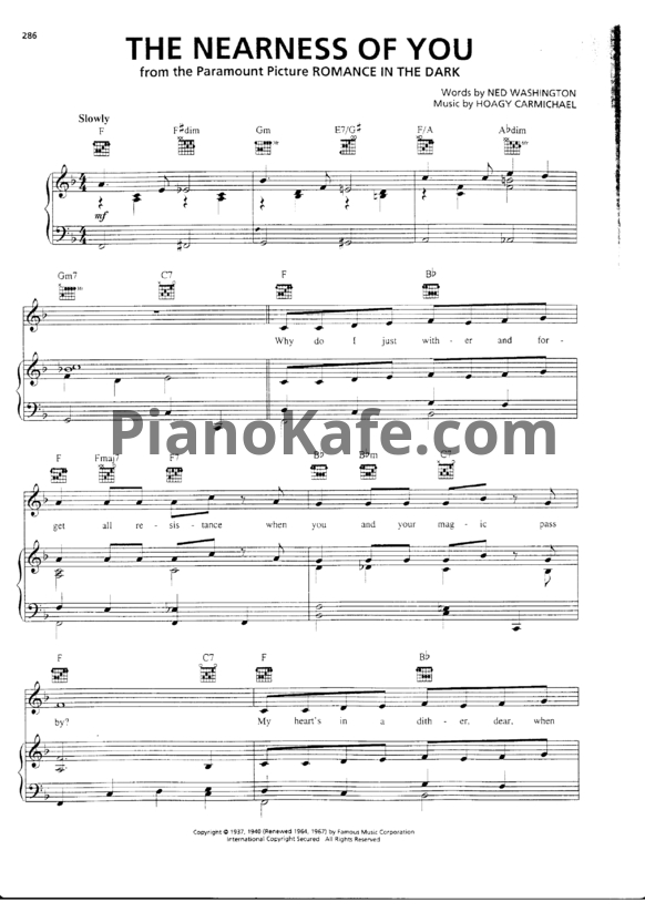 Ноты Hoagy Carmichael - The nearness of you (Версия 2) - PianoKafe.com