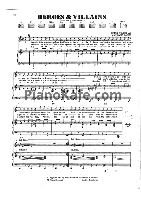 Ноты The Beach Boys - Heroes & Villains - PianoKafe.com