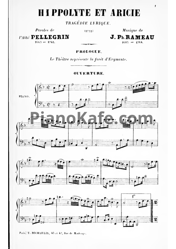 Ноты Жан-Филипп Рамо - Hippolyte et aricie - PianoKafe.com