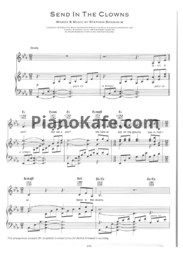 Ноты Barbara Streisand - Send in the clowns - PianoKafe.com