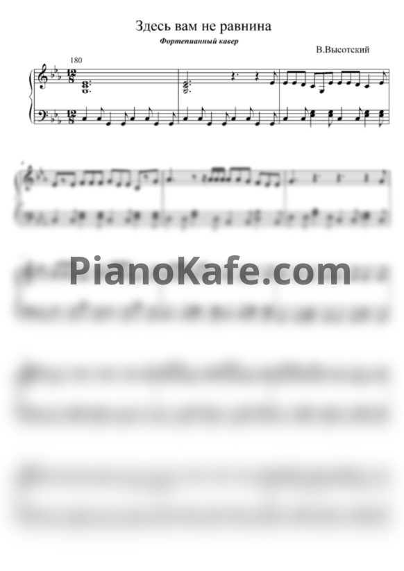 Ноты Владимир Высоцкий - Здесь вам не нравится (Фортепианный кавер) - PianoKafe.com