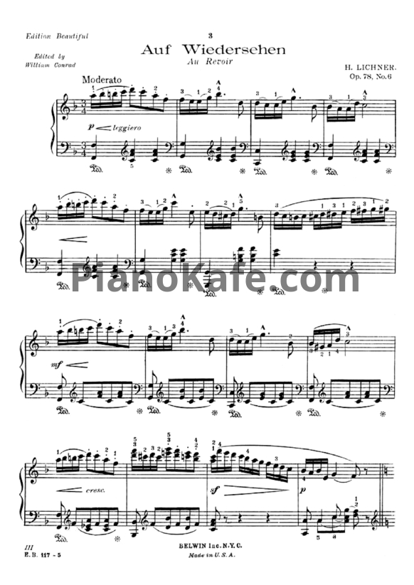 Ноты Генрих Лихнер - Auf wiedersehen (Op. 78 №6) - PianoKafe.com