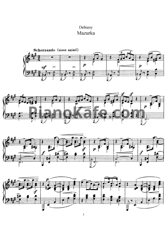 Ноты Claude Debussy - Мазурка - PianoKafe.com