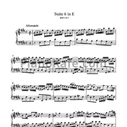 Ноты И. Бах - Сюита №6 ми мажор (BWV 817) - предпросмотр