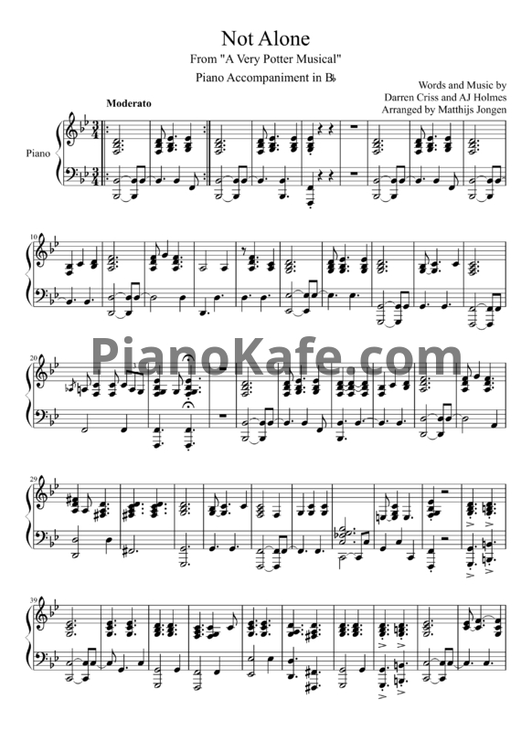 Ноты Darren Criss and AJ Holmes - Not alone - PianoKafe.com