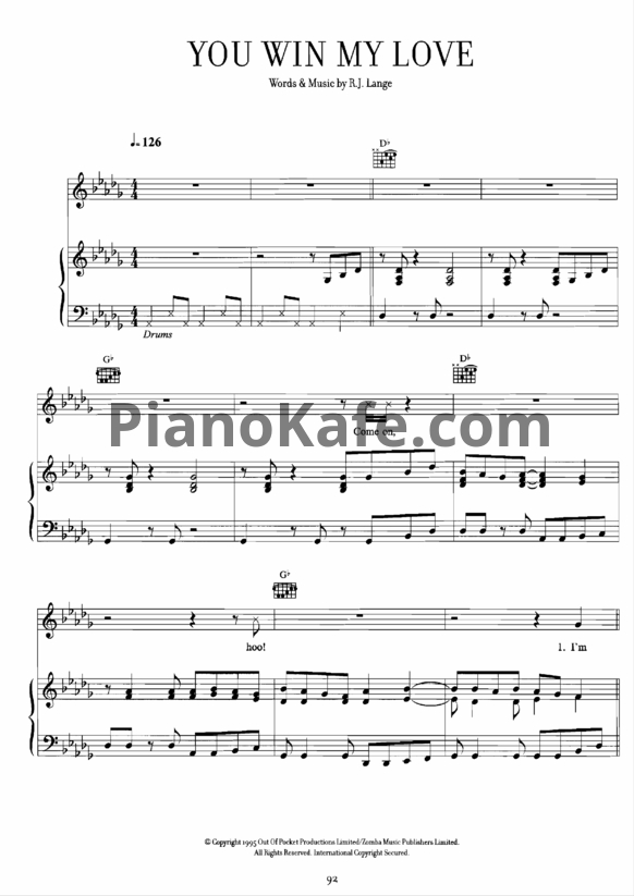 Ноты Shania Twain - You win my love - PianoKafe.com
