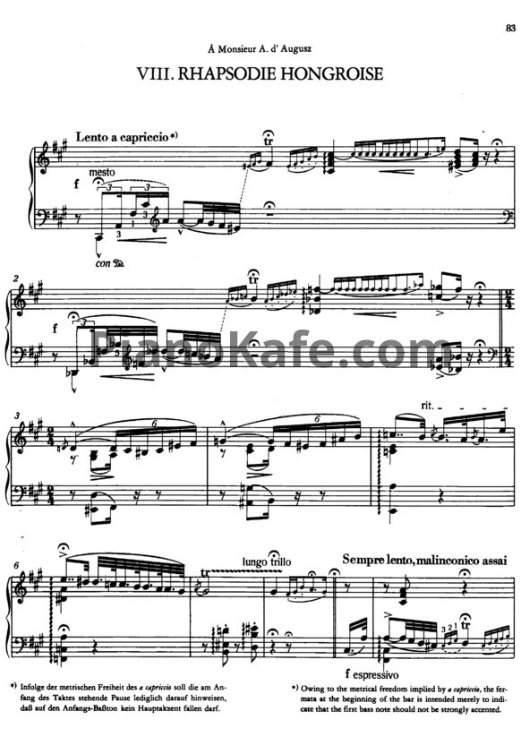 Ноты Ференц Лист - Венгерская рапсодия №8 - PianoKafe.com