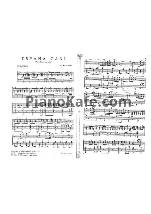 Ноты P. Marquina - Espana cani - PianoKafe.com