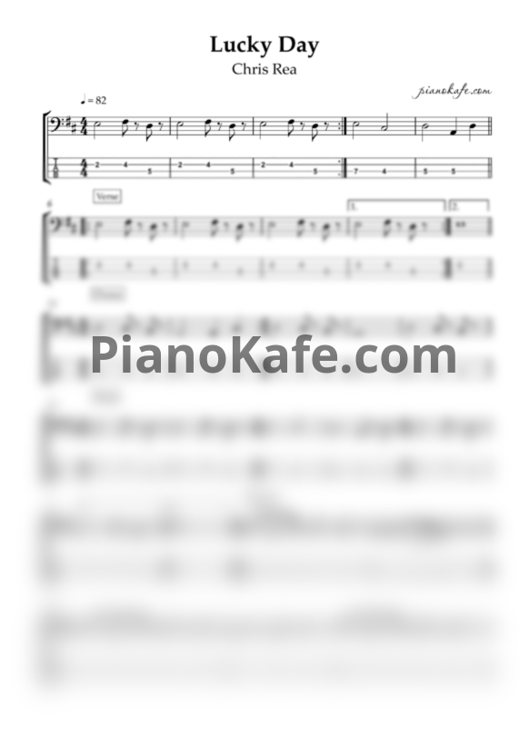 Ноты Chris Rea - Lucky day (Переложение для бас гитары) - PianoKafe.com