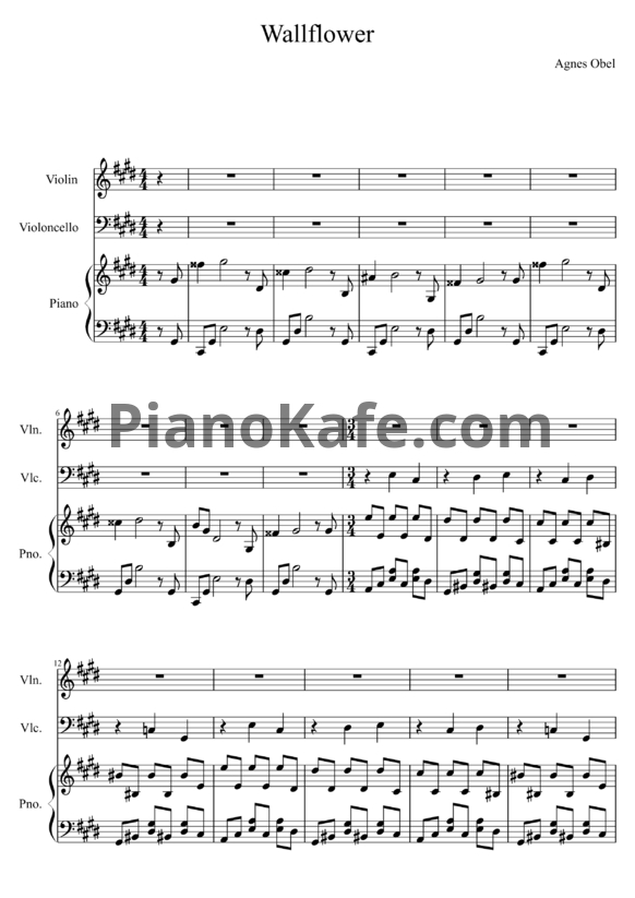 Ноты Agnes Obel - Wallflower - PianoKafe.com