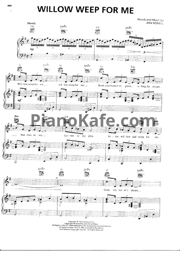 Ноты Ann Ronell - Willow weep for me - PianoKafe.com