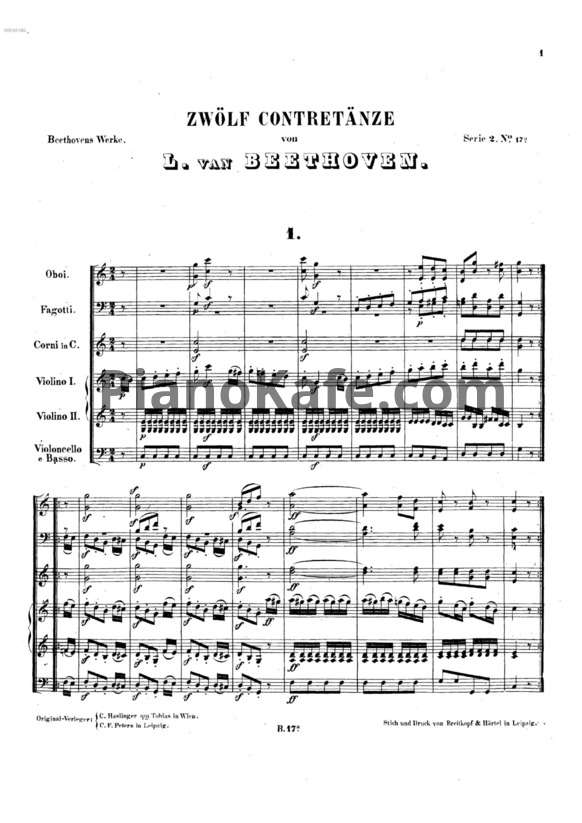 Ноты Л. В. Бетховен - 12 контрдансов для оркестра (WOO 14) - PianoKafe.com