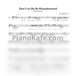 Ноты Nina Simone - Don't let me be misunderstood (Вокальная партия) - предпросмотр