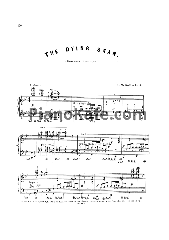 Ноты Луи Моро Готшалк - The dying swan (Op. 100) - PianoKafe.com