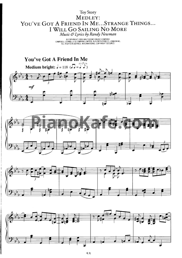 Ноты Randy Newman - You've got a friend in me (Версия 3) - PianoKafe.com