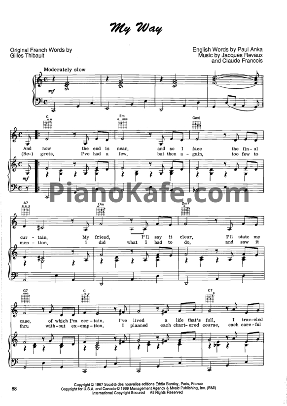Ноты Frank Sinatra - My way - PianoKafe.com