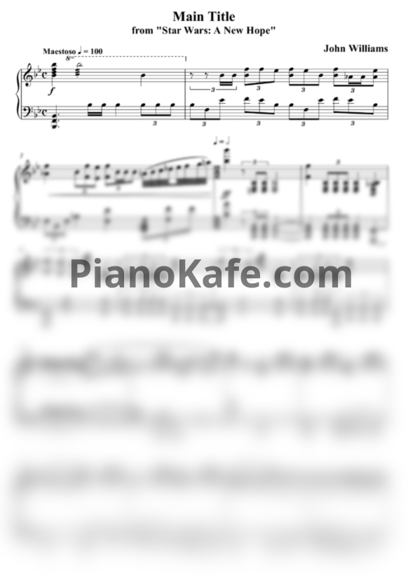 Ноты John Williams - Main title from "Star Wars" - PianoKafe.com