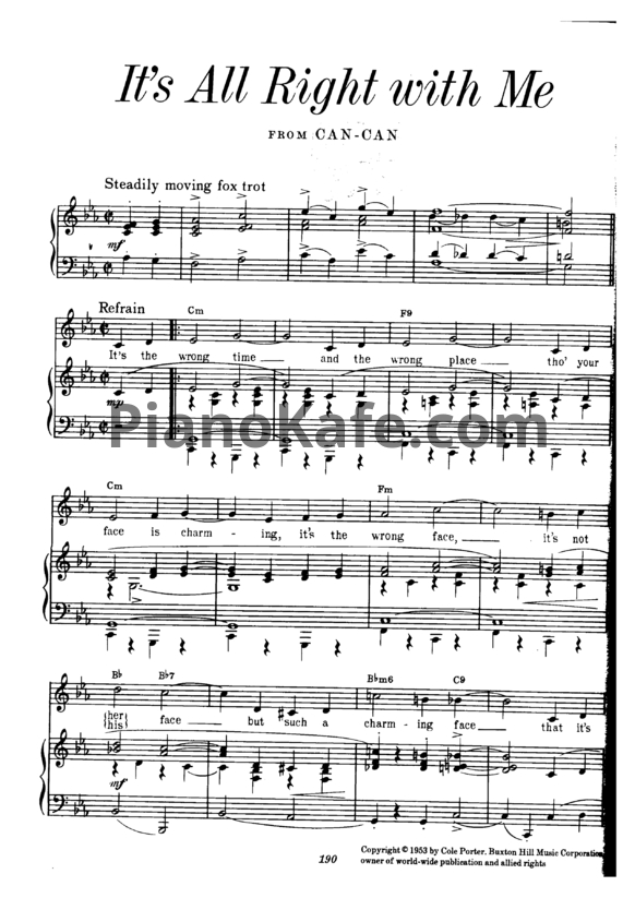 Ноты Cole Porter - It's all right with me - PianoKafe.com