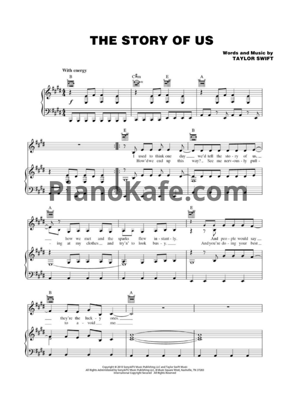 Ноты Taylor Swift - The story of us - PianoKafe.com