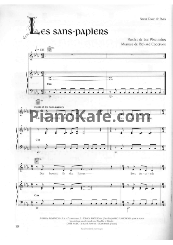 Ноты Riccardo Cocciante - Les Sans-Papiers - PianoKafe.com
