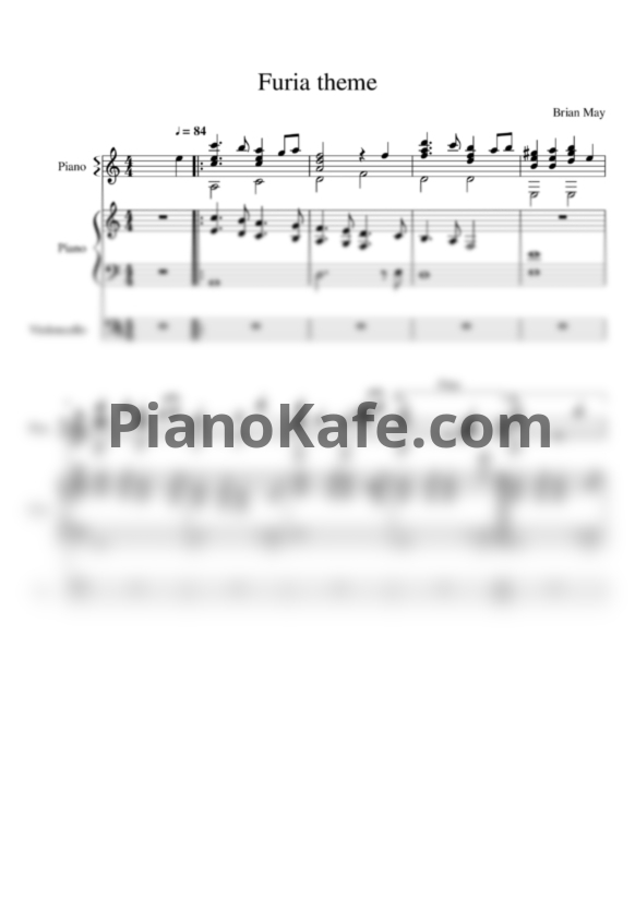 Ноты Brian May - Furia theme (фортепиано, виолончель) - PianoKafe.com