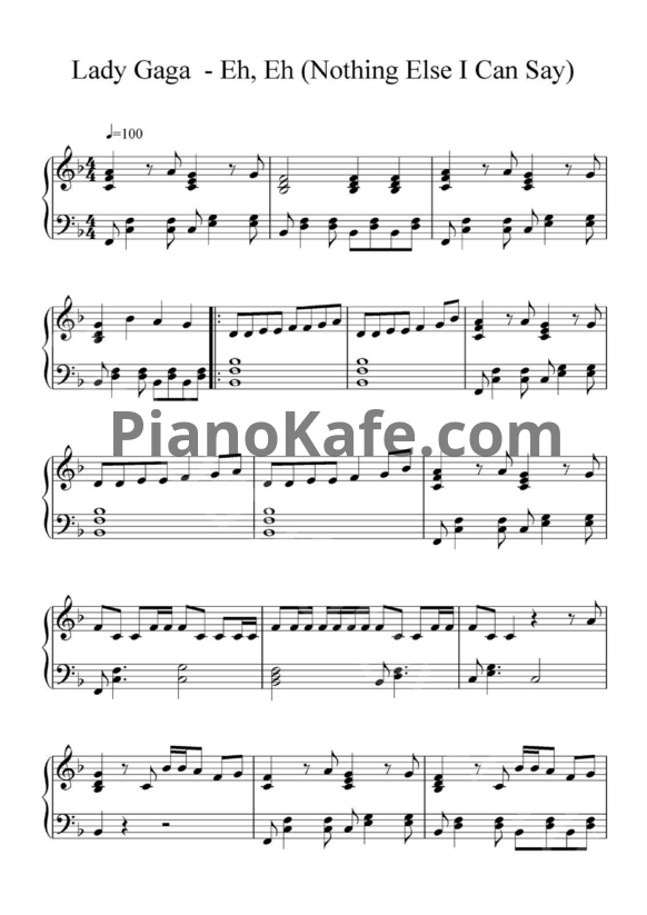 Ноты Lady Gaga - Eh, eh (Nothing else I can say) - PianoKafe.com