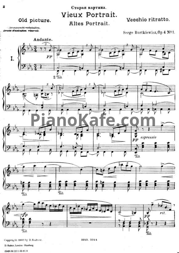 Ноты С. Борткевич - Семь пьес (Op. 4) - PianoKafe.com