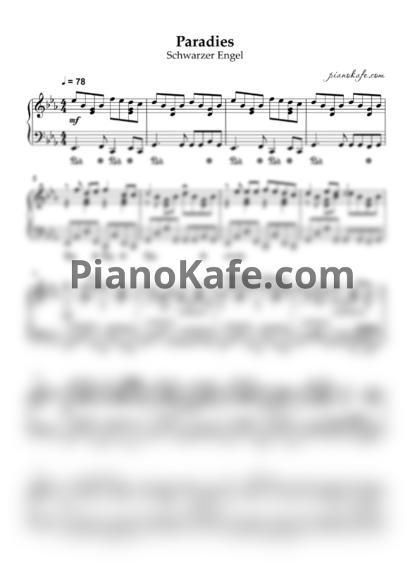 Ноты Schwarzer Engel - Paradies (Piano cover) - PianoKafe.com
