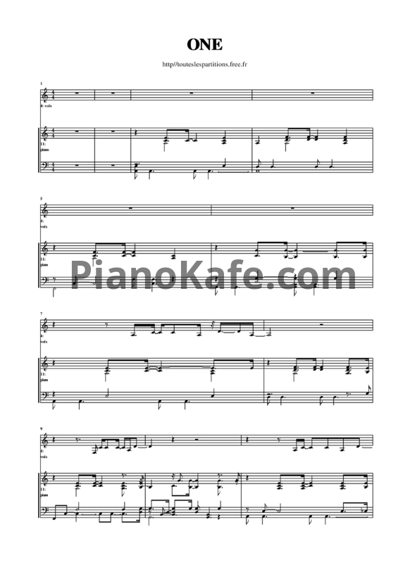 Ноты U2 - One - PianoKafe.com