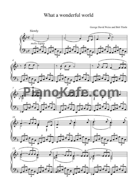 Ноты Louis Armstrong - What a wonderful world (Версия 2) - PianoKafe.com