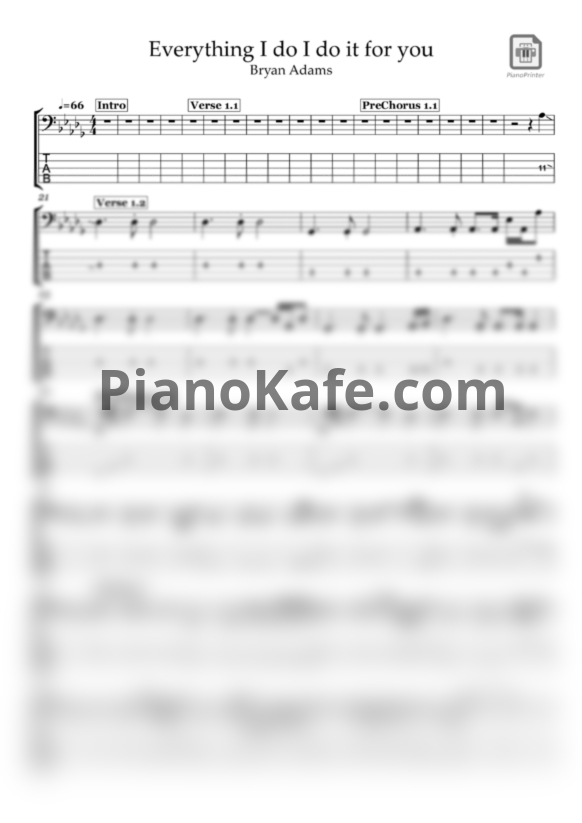 Ноты Bryan Adams - (Everything I do) I'd it for you - PianoKafe.com