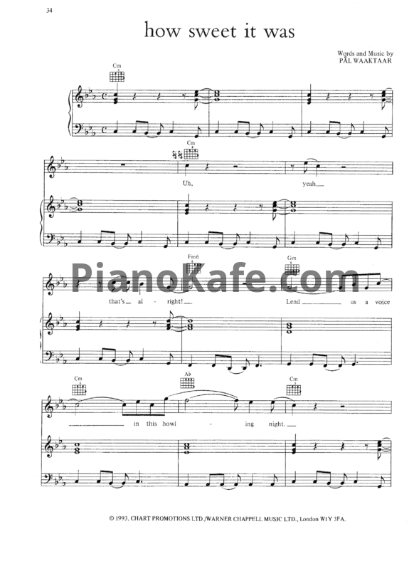 Ноты A-ha - How sweet it was - PianoKafe.com