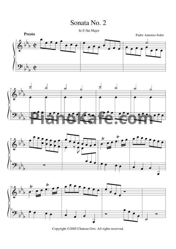 Ноты Antonio Soler - Sonata 2 In E flat major - PianoKafe.com