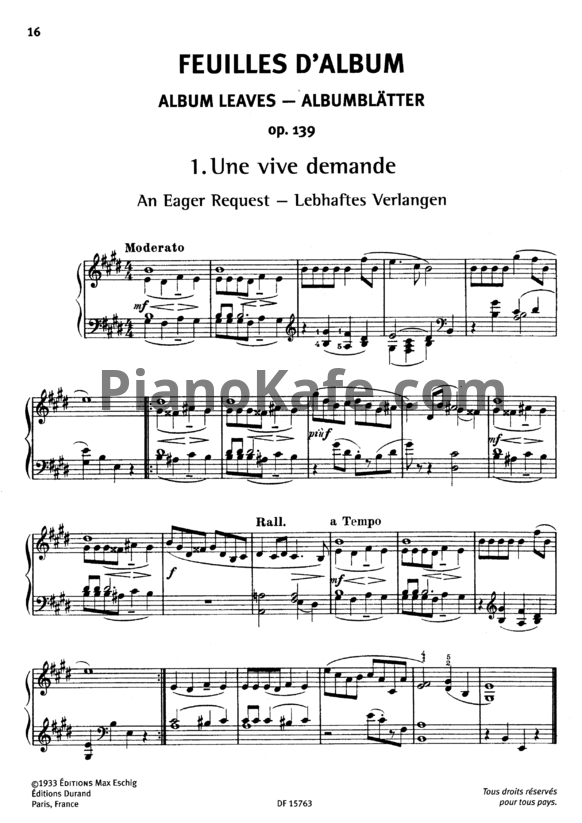 Ноты Александр Гречанинов - 10 листков из альбома для фортепиано (Op. 139) - PianoKafe.com