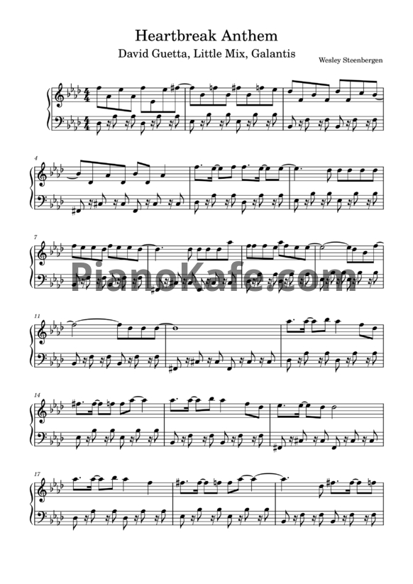 Ноты Galantis, David Guetta & Little Mix - Heartbreak anthem - PianoKafe.com