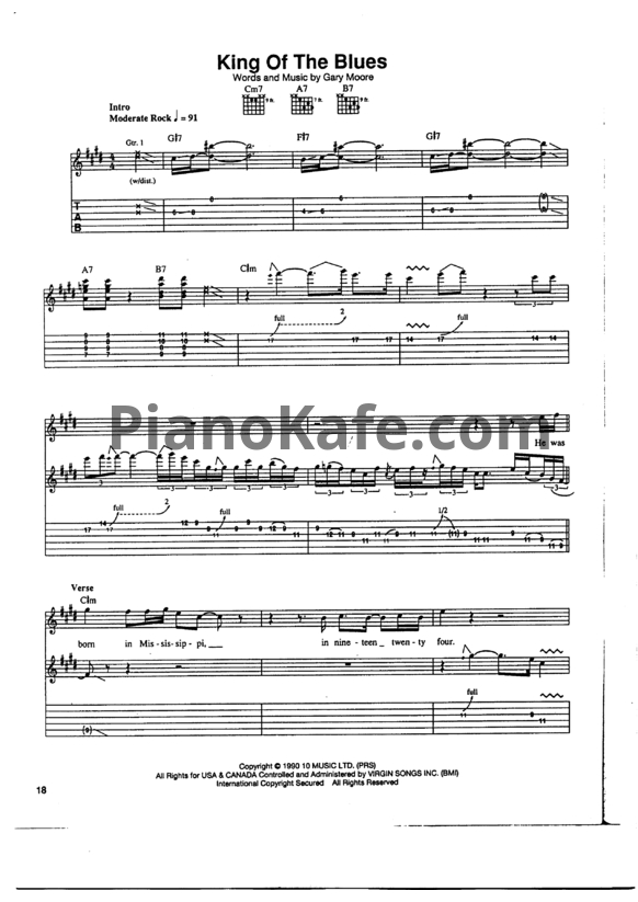 Ноты Gary Moore - King of the blues (Guitar tabs) - PianoKafe.com