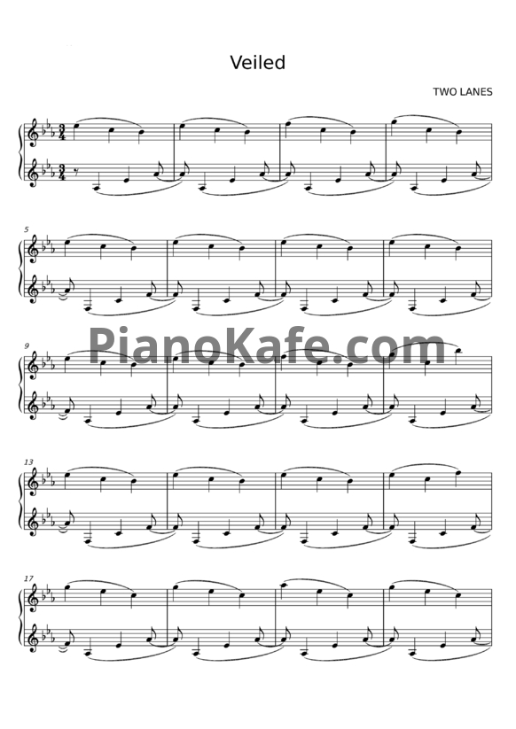 Ноты Two Lanes - Veiled - PianoKafe.com
