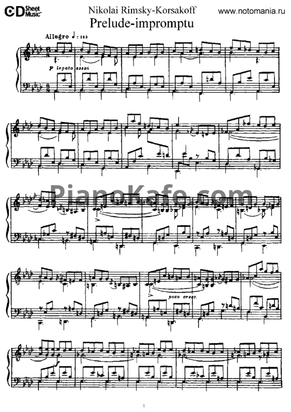 Ноты Н. Римский-Корсаков - Прелюдия-импровизация - PianoKafe.com