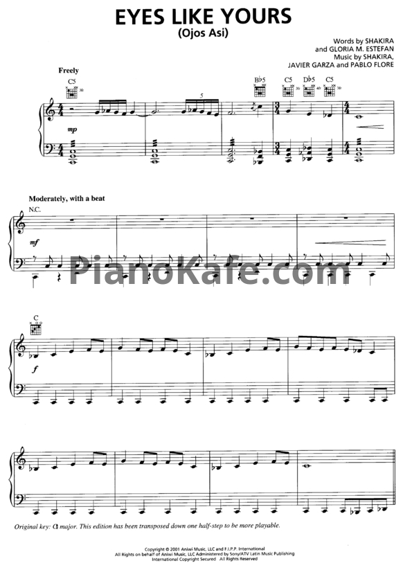 Ноты Shakira - Laundry service (Книга нот) - PianoKafe.com
