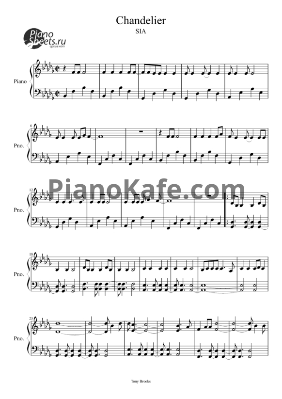 Ноты Sia - Chandelier - PianoKafe.com