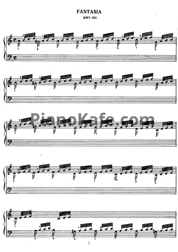 Ноты И. Бах - Фантазия ля минор (BWV 922) - PianoKafe.com