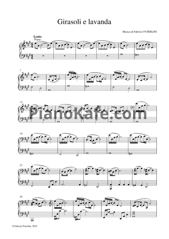 Ноты Fabrizio Paterlini - Girasoli e lavanda - PianoKafe.com