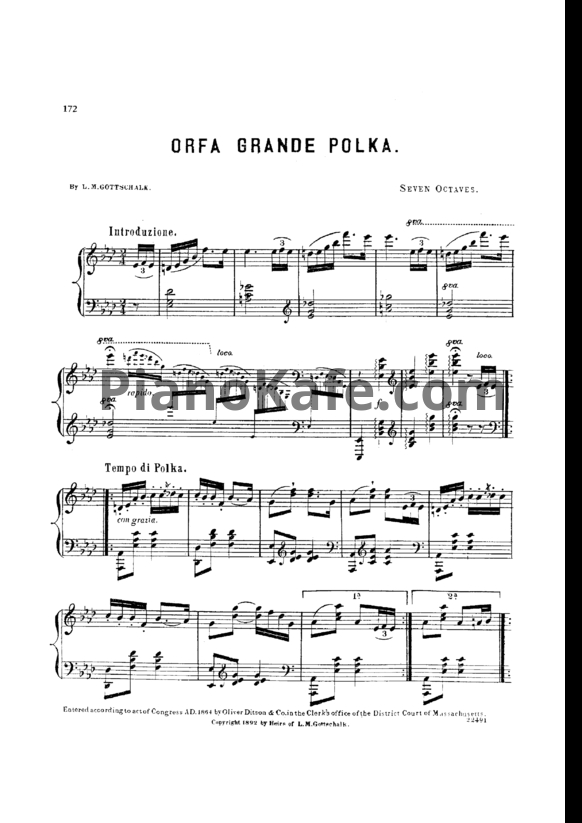 Ноты Луи Моро Готшалк - Orfa (Op. 71) - PianoKafe.com